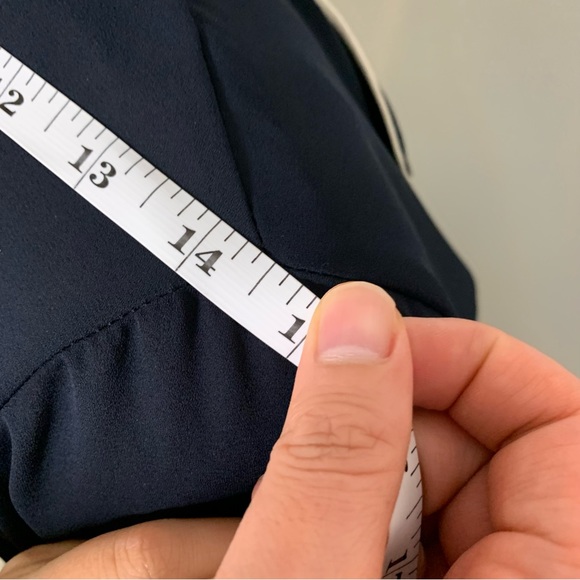 Navy Chiffon Long sleeve Blouse - Picture 9 of 10